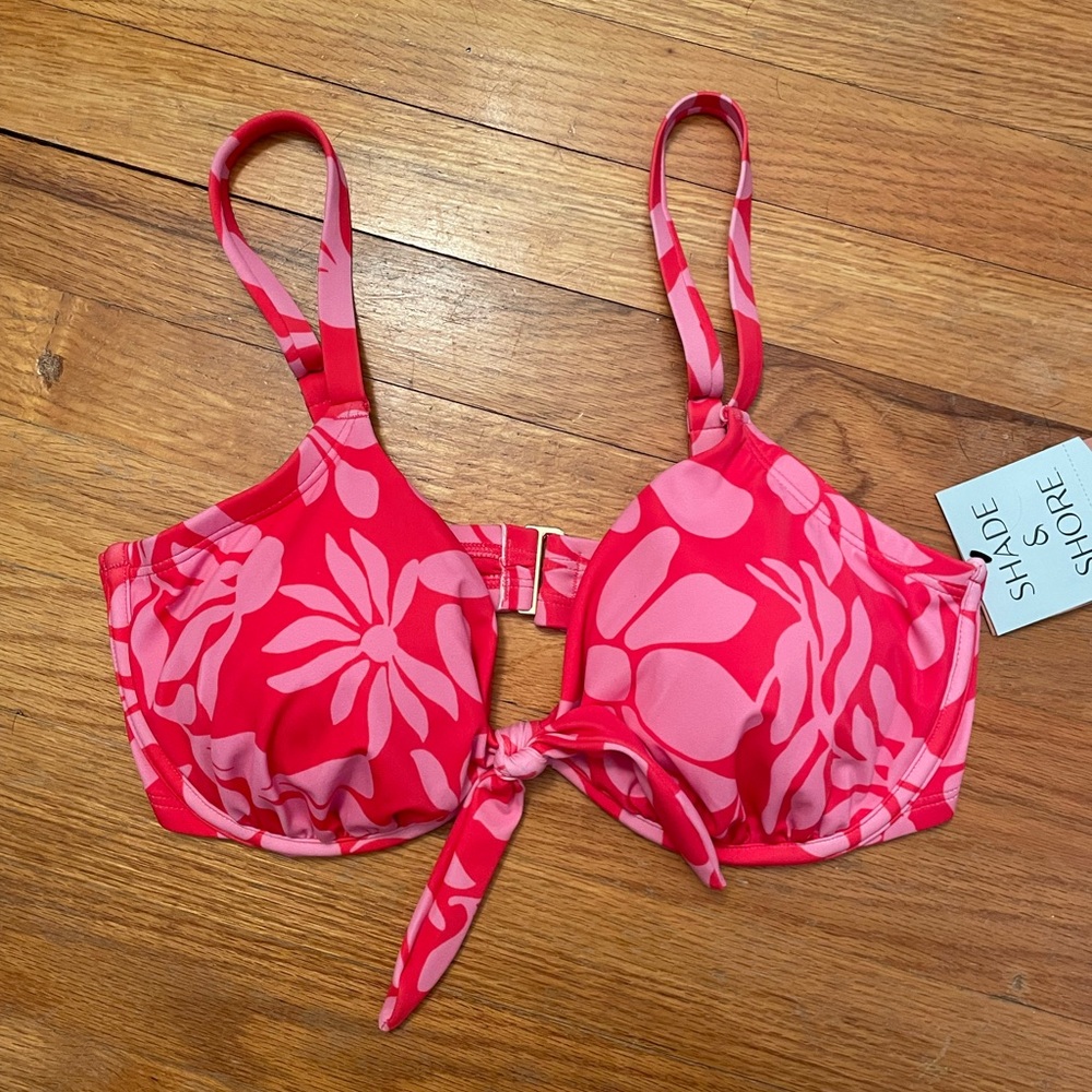 Shade & Shore Pink Floral Bikini Top